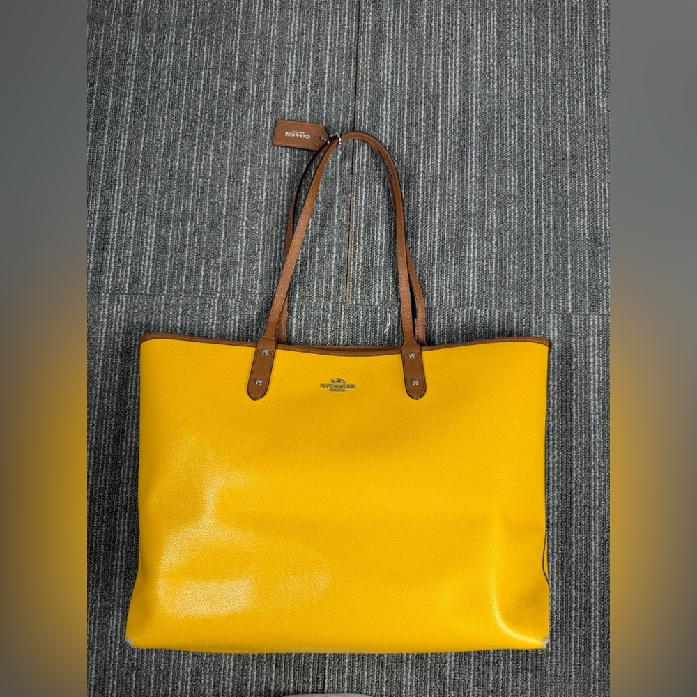 Coach Reversible City Tote in Yellow and Brown